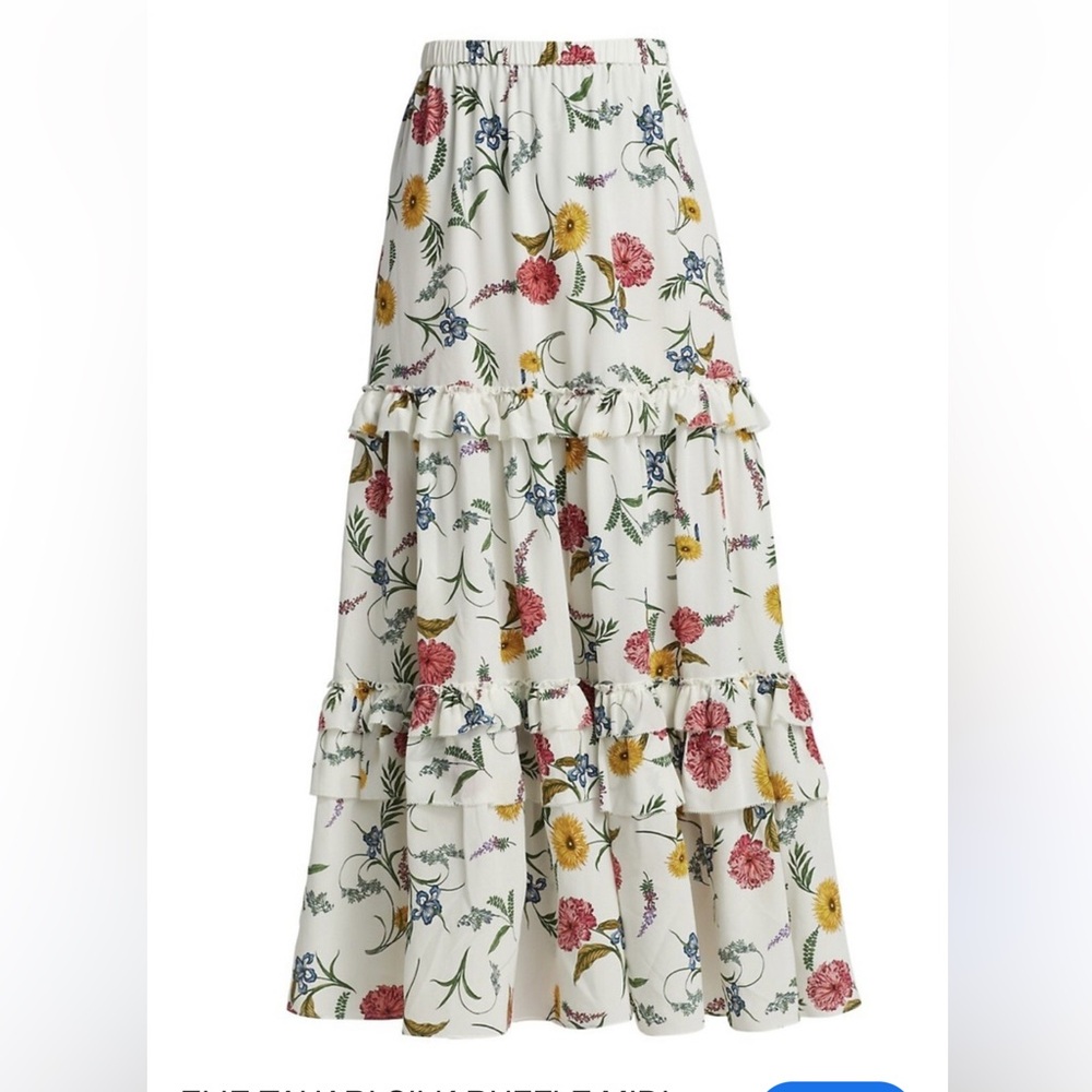 ELIE TAHARI SILK RUFFLE MIDI LONG LENGTH SKIRT